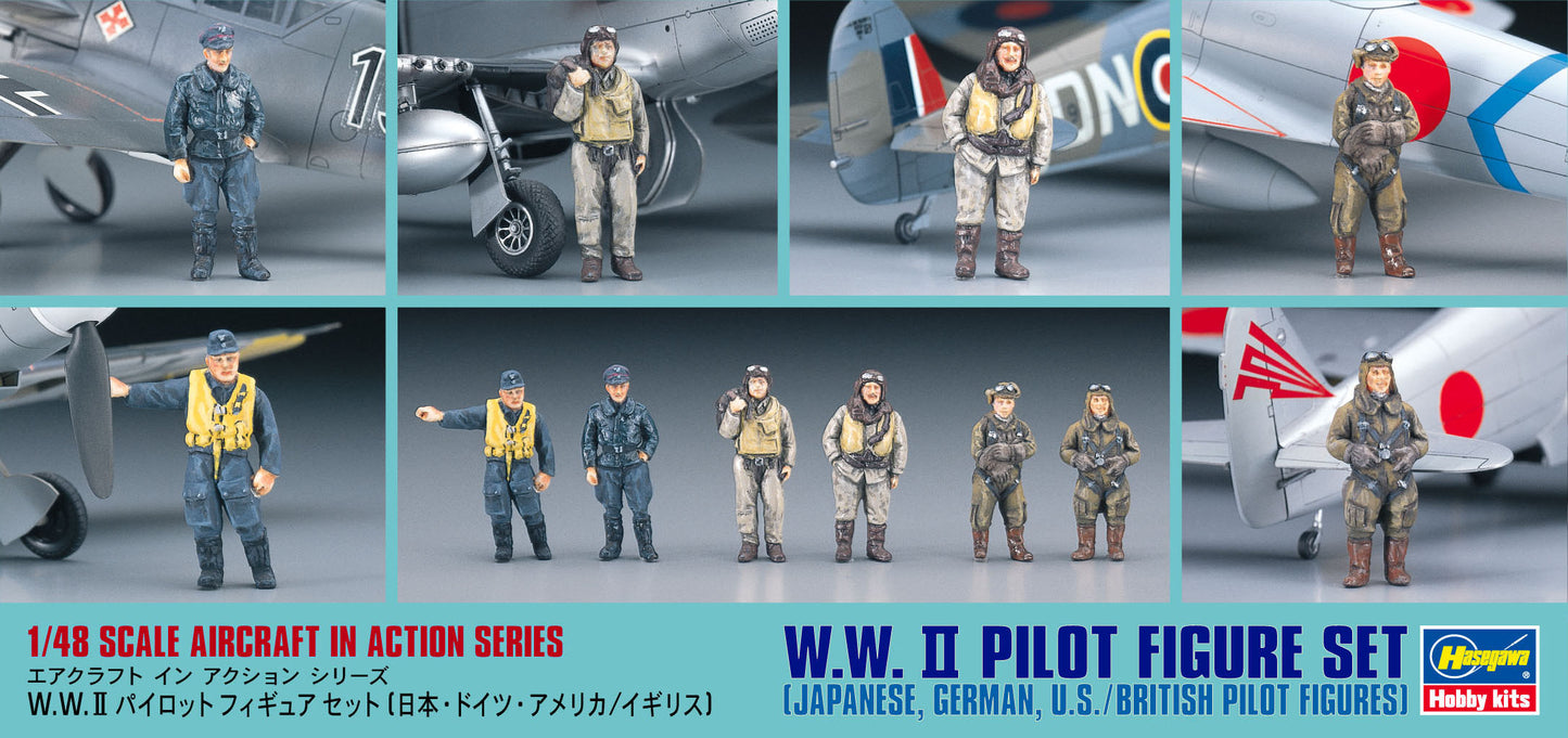 Hasegawa 36007 WWII Pilot Figure Set (Japanese, German, U.S., British Pilot Figures)