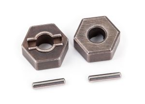 Traxxas 1654R Wheel hubs, hex (steel) (2)/ axle pins (2)