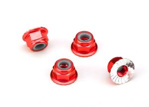Traxxas 1747A 4mm Aluminum Serrated nuts RED