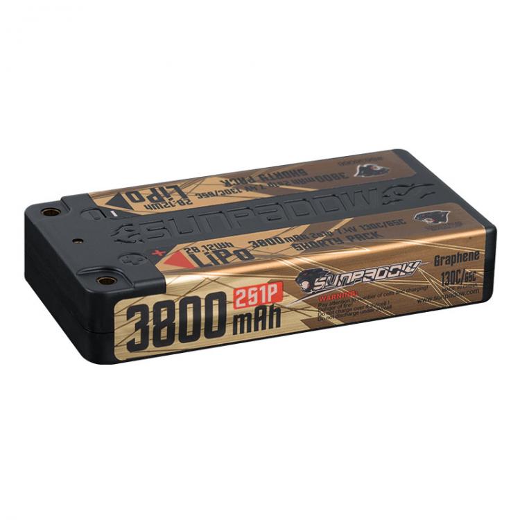 Sunpadow S638066 Nano Sunpadow 7.4V 3800mAh 130C/65C 2S Shorty LiPo Battery Ultra LCG 4mm Plug