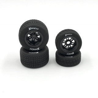 1RC 5528 FR/RR Tires & Black Wheels, Hoosier, 1/18 Midget (4)