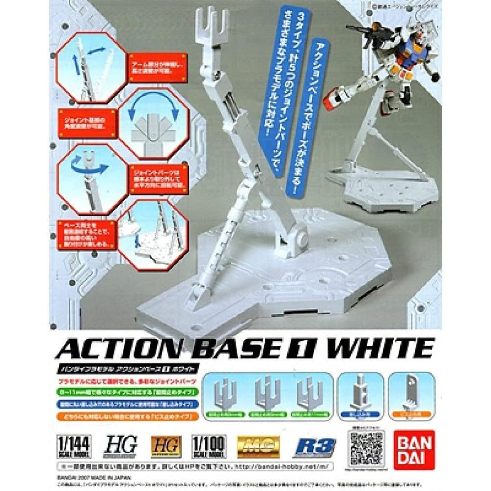 Bandai 2001478 1/100 Action Base 1 Display Stand (White) For Gundam Model Kits