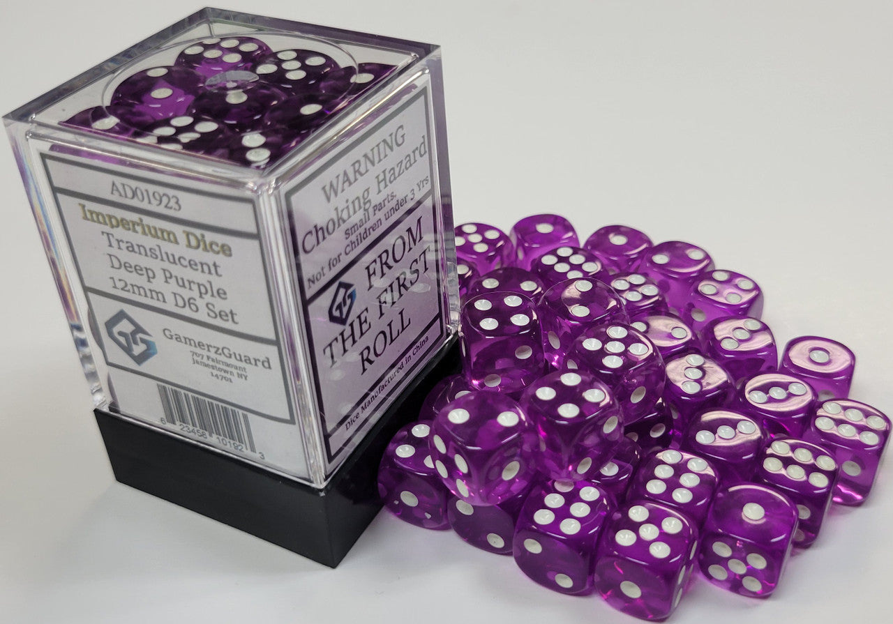 Gamerz Guard AD01923 Translucent Deep Purple Acrylic 12mm D6 Dice Set