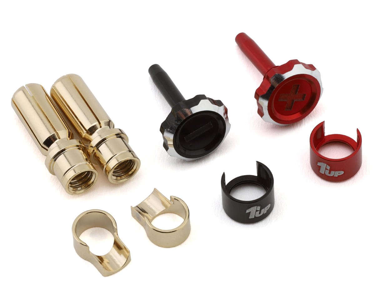 1UP Racing 190455 "Lockdown" Adjustable Bullet Plug Grips w/ 5mm Bullets (Red/Black)