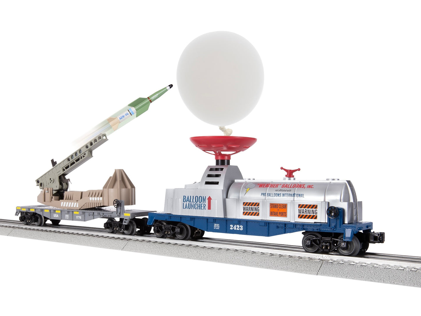 Lionel 2428100 "Weather" Balloon Defense 2-Pack "Weather" Balloon Defense 2-Pack: Balloon Launch Car and Missile Launch Car