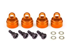 Traxxas 3767T Shock caps, aluminum (orange-anodized) (4) (fits all Ultra Shocks)