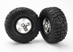 Traxxas 5881 SCT Satin Chrome Wheels & Kumho Tires (2)