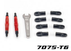 Traxxas 5938R Toe links, Slayer (Tubes™ 7075-T6 aluminum, red) (74mm, fits front or rear) (2)/ rod ends, rear (4)/ rod ends, front (4)/ wrench (1)