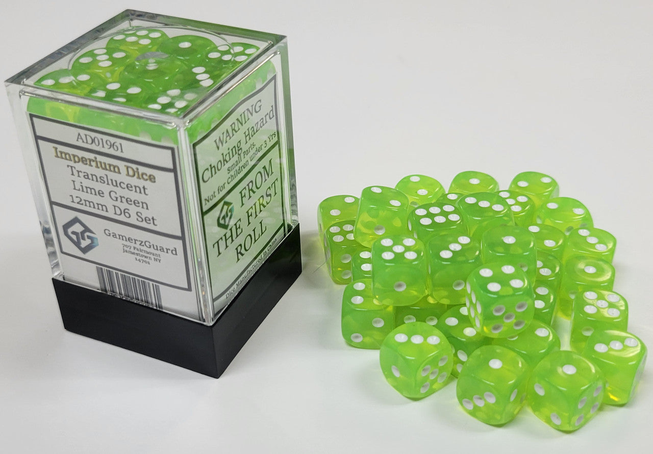 Gamerz Guard AD01961 Translucent Lime Green Acrylic 12mm D6 Dice Set