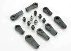 Traxxas 6076 Plastic rod ends (8) (1/6 and 1/5 scale)/ hollow ball connectors (8) (6-black, 2-silver)