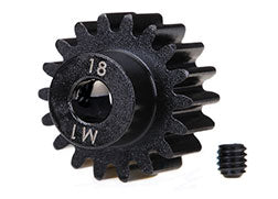 Traxxas 6491R Gear, 18-T pinion (machined) ( 1.0 metric pitch) (fits 5mm shaft)/ set screw (compatible with steel spur gears)