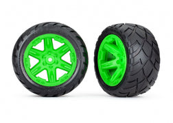 Traxxas 6768G Tires & wheels, assembled, glued ( 2.8') ( RXT green wheels, Anaconda tires, foam inserts) ( 2WD electric rear) ( 2) ( TSM® rated)