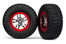 Traxxas 6873R SCT Chrome and Red Wheels w/ BFG S1 Tires (2)