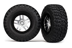 Traxxas 6873X SCT Satin Chrome & Black Wheels w/ BFG Tires (2)