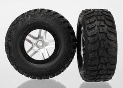 Traxxas 6874 Satin Chrome & Black Wheels with Kumho Tires (2)