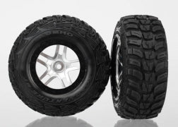 Traxxas 6874R Satin Chrome & Black Wheels w/ S1 Kumho Tires (2)