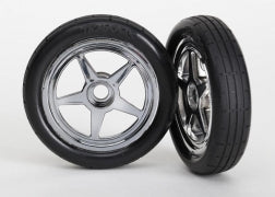 Traxxas 6975 Funny Car 5-Spoke Chrome Front Wheels & Tires (2)