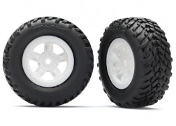 Traxxas 7674X Tires & wheels, assembled, glued (SCT white wheels, SCT off-road racing tires) (1 each, right & left)