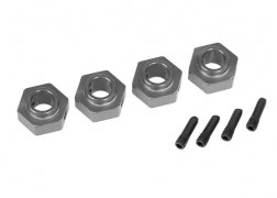 Traxxas 8269A Wheel hubs, 12mm hex, 6061-T6 aluminum ( charcoal gray-anodized) (4)/ screw pin (4)