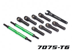 Traxxas 8638G Toe links, E-Revo VXL (TUBES green-anodized, 7075-T6 aluminum, stronger than titanium) (144mm) (2)/ rod ends, assembled with steel hollow balls (8)/ aluminum wrench, 8mm (1)