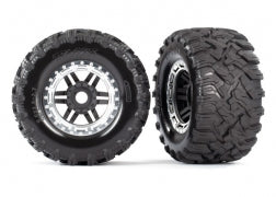 Traxxas 8972X All Terrain Maxx MT Tires Premounted Black Satin Chrome Splined 17mm Hex TSM Rated