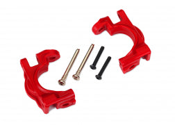 Traxxas 9032R Caster blocks (c-hubs), extreme heavy duty, red (left & right)/ 3x32mm hinge pins (2)/ 3x20mm BCS (2) (for use with #9080 upgrade kit)