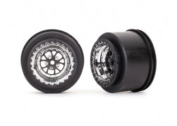Traxxas 9473R Weld 2.2/3.0 Drag Racing Rear Wheels w/12mm Hex (Chrome w/Black) (2)