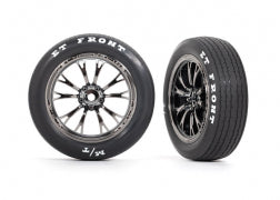 Traxxas 9474X Tires & wheels, assembled, glued (Weld black chrome wheels, Mickey Thompson® ET Front® tires, foam inserts)