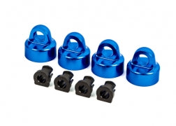Traxxas 9664X Shock caps, aluminum (blue-anodized), GT-Maxx® shocks (4)/ spacers (4) (for Sledge®)