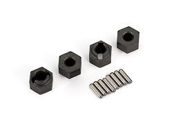 Traxxas 9750 Wheel hubs, 7mm hex (4)/ axle pins (8)