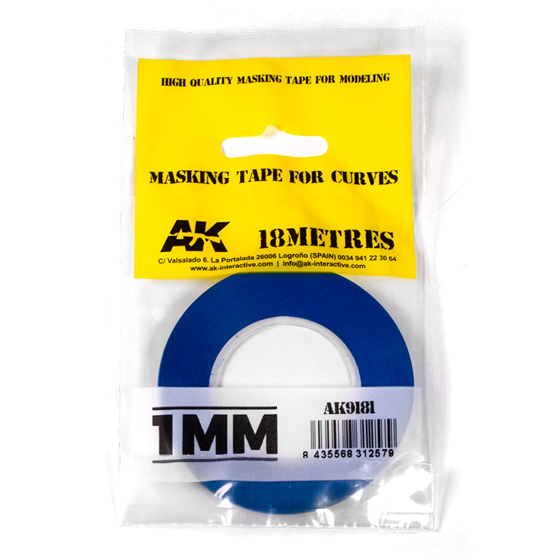 AK Interactive 9181 Blue Masking Tape for Curves 1mm