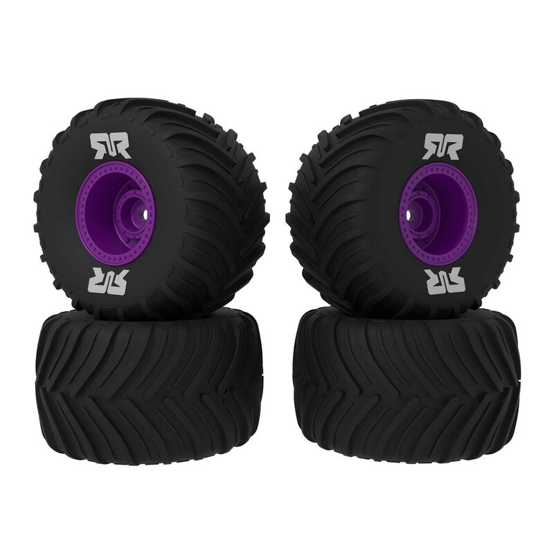 ARRMA 2611 dBoots Chevron MT Tire Set Glued (Purple) (2 Pairs) - GROM