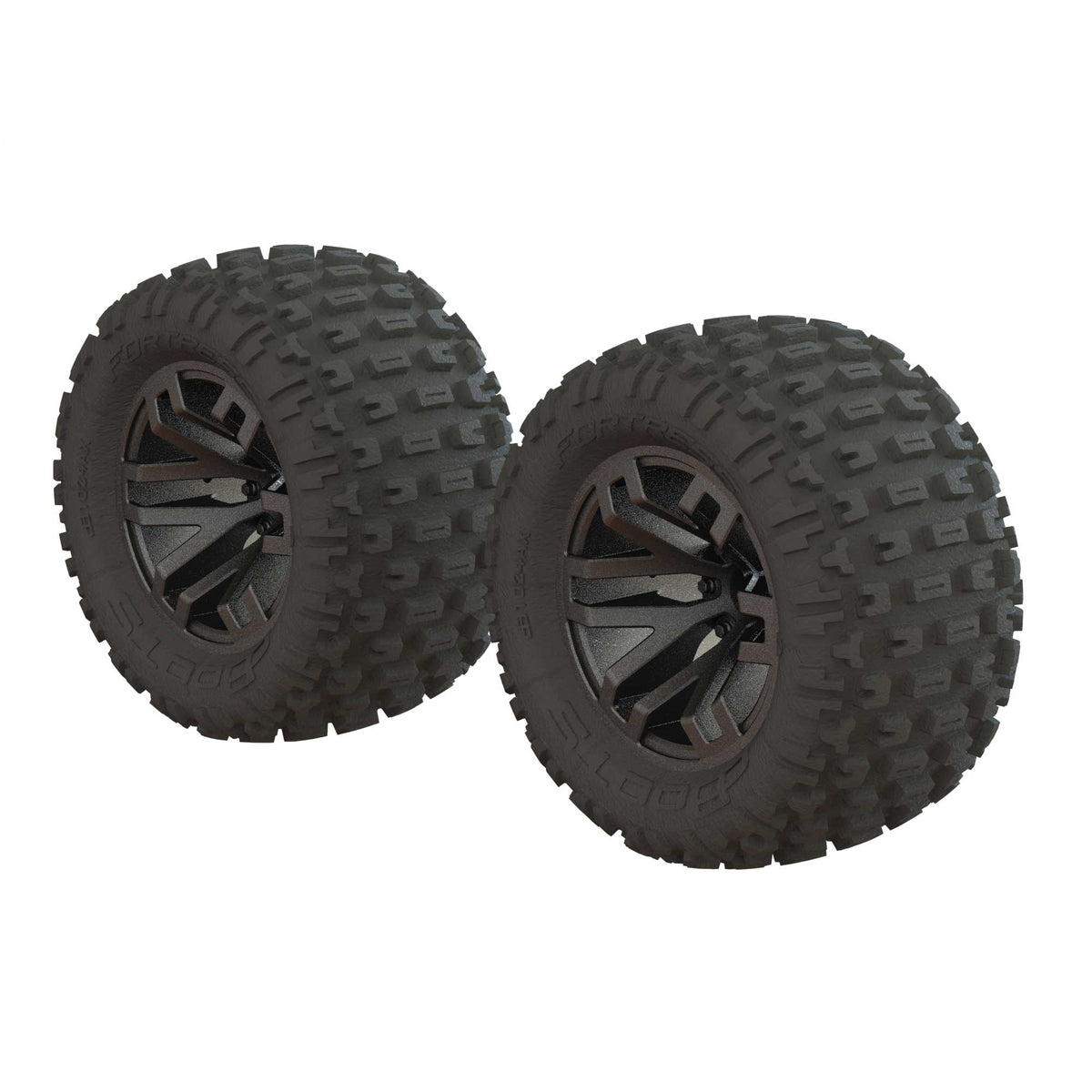 ARRMA 550086 BLX 4x4 Dboots 'Fortress MT' 1/8 Pre-mounted Tire Set (Gun Metal) (2)