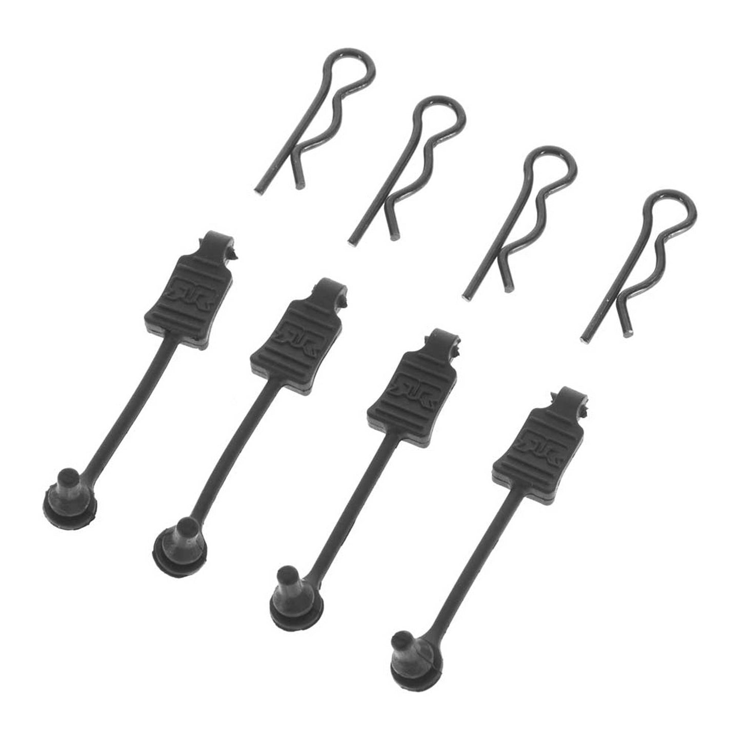 ARRMA 390178 1/8 Body Clips w/Rubber Retainers (Black) (4)