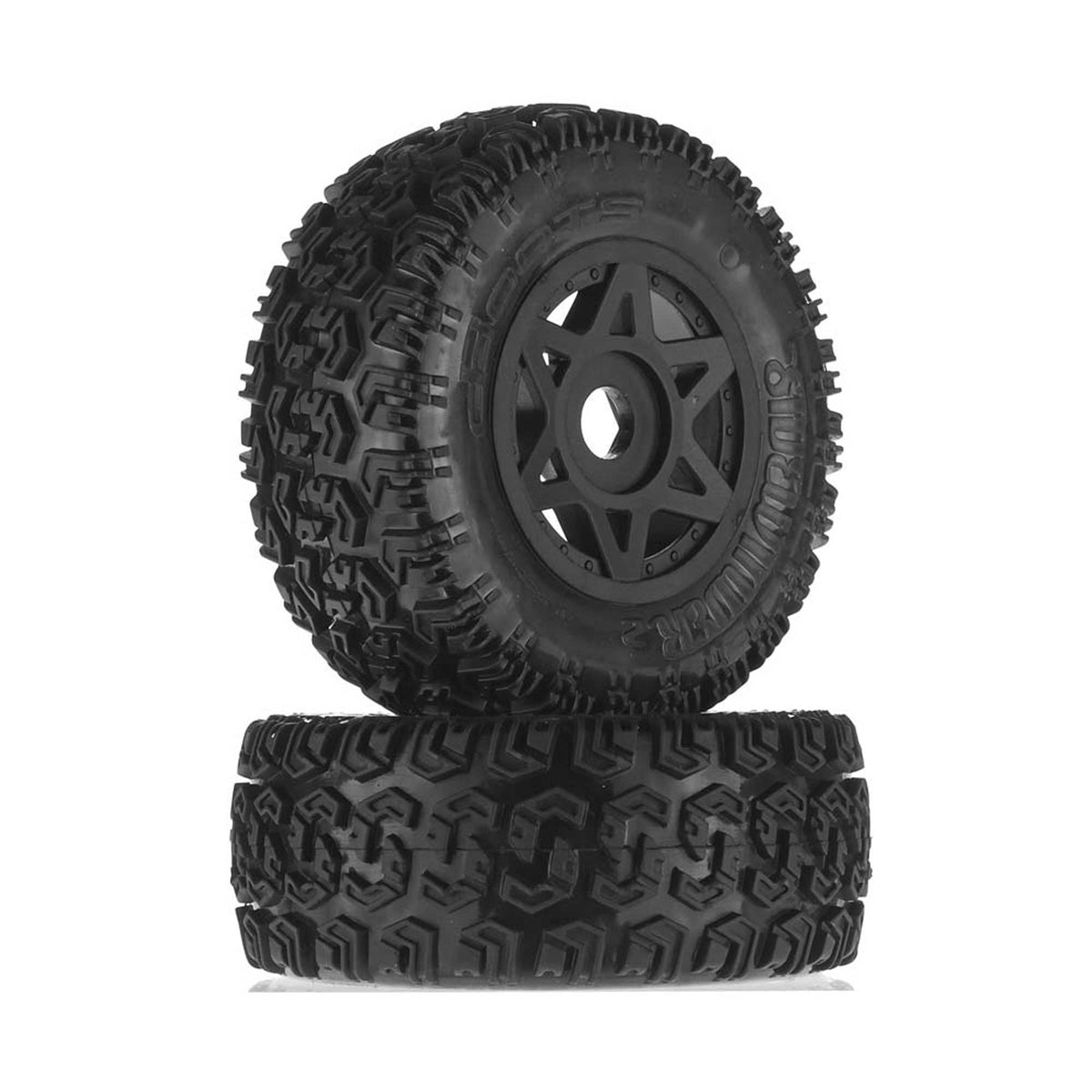 ARRMA 550003 6S Glued Dboots Sidewinder Tires & Wheel Set (Black) (2)