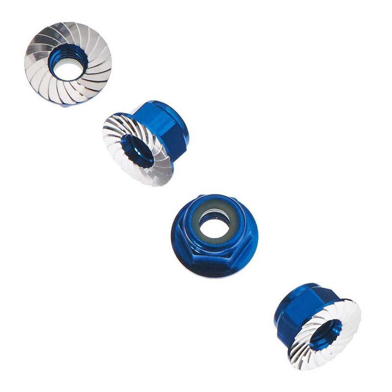 Axial A1046 M4 Serrated Wheel Nut (Blue) (4)