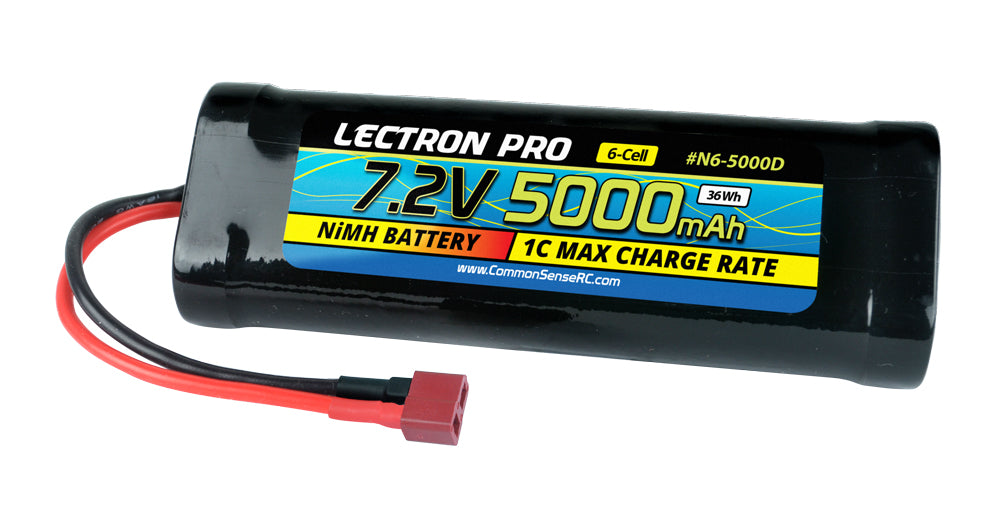 Common Sense N6-5000D Lectron Pro NiMH 7.2V (6-cell) 5000mAh Flat Pack with Deans-type Connector
