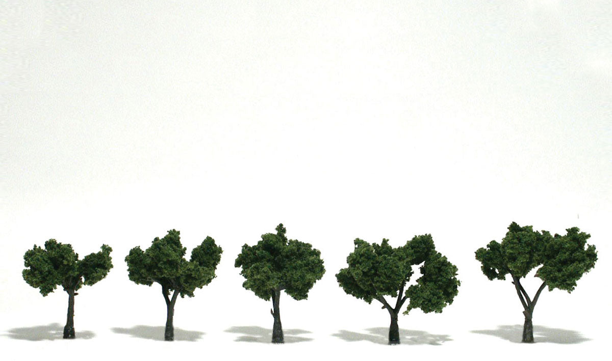 Woodland Scenics TR1502 1502 Medium Green Trees 1.25-2" (5)