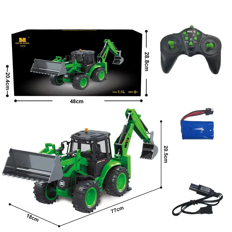 Huina 11579 2.4GHz 1/14 RC Backhoe Loader with Dual Operating Arms