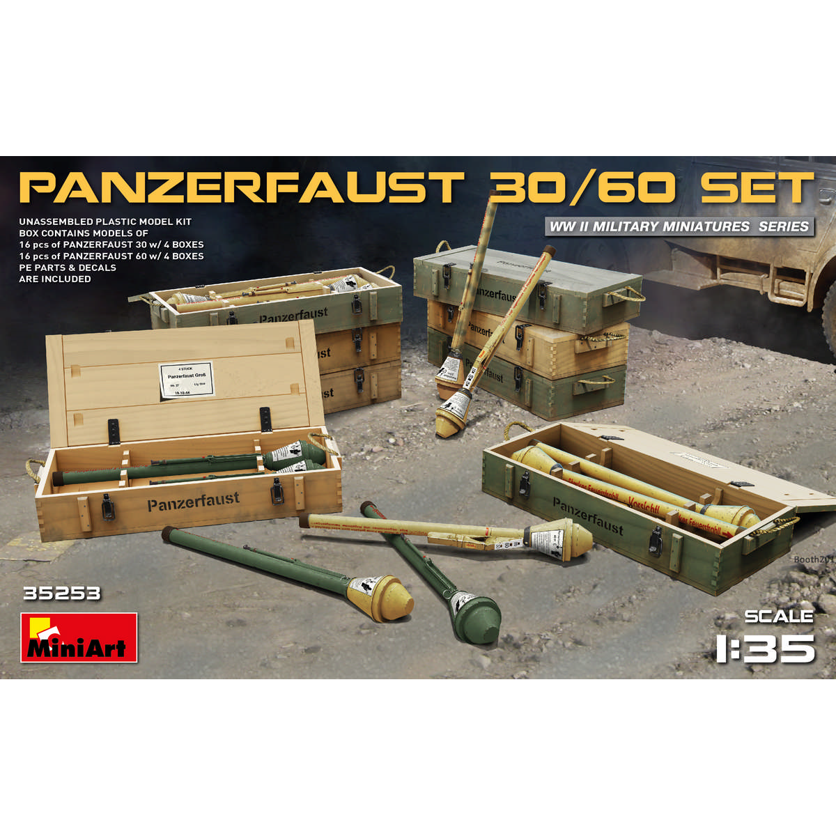 Miniart Models 35253 1/35 WWII Panzerfaust 30/60 Weapons w/ Ammo Boxes