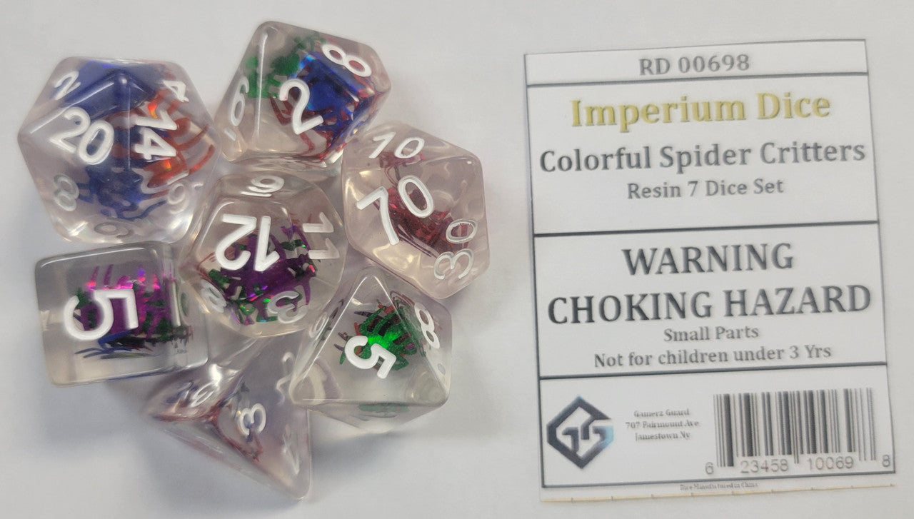 Gamerz Guard RD00698 Colorful Spider Critters Resin 7 Dice Set