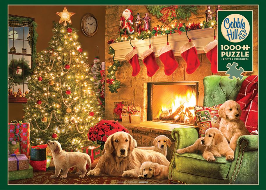 Cobble Hill 40213 Cozy Fireplace (Christmas Living Room Scene/Dogs) Puzzle (1000pc)