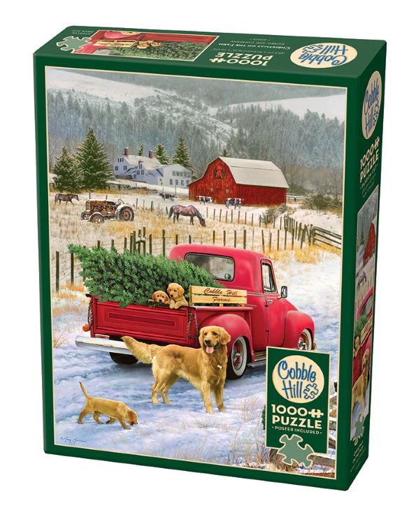 Cobble Hill 40215 Christmas on the Farm (Pickup Truck/Tree/Dogs/Snow Scene) Puzzle (1000pc)