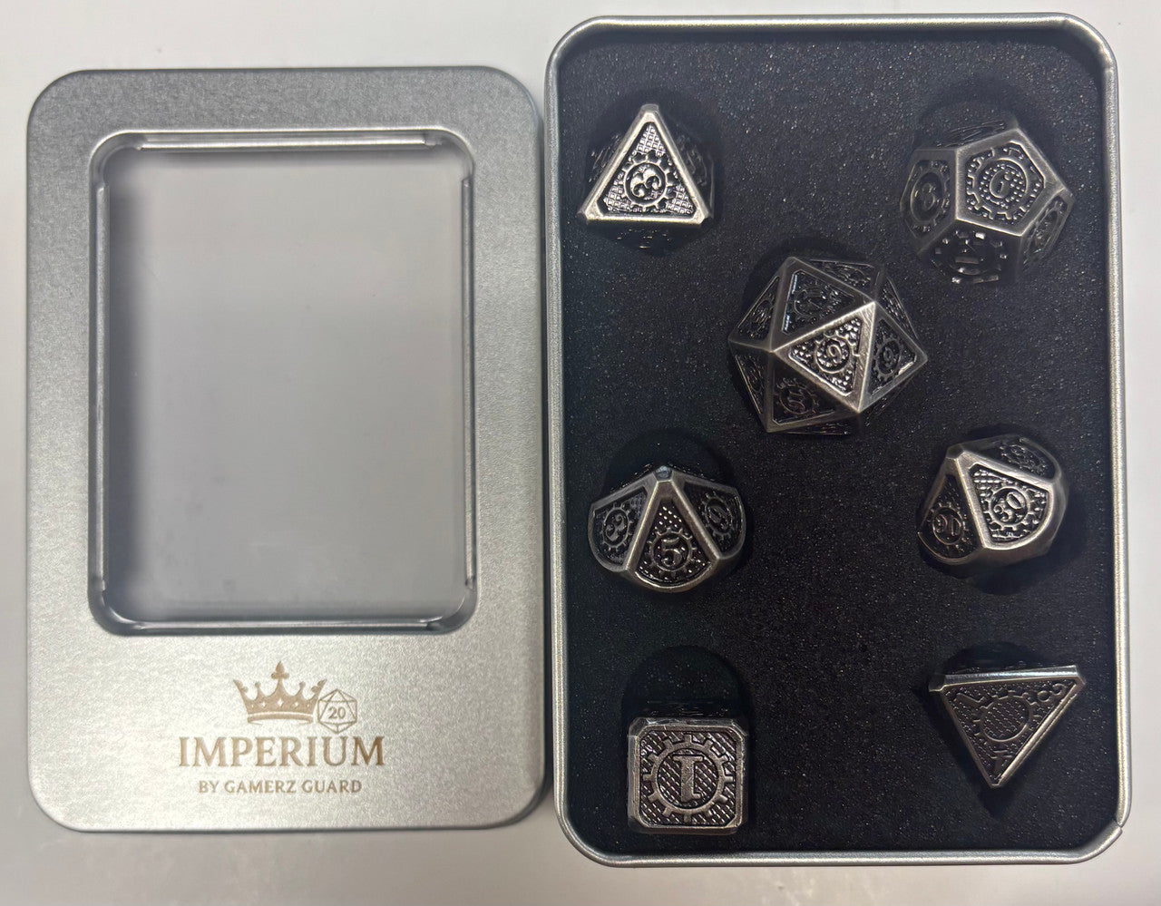 Gamerz Guard MD03477 Steampunk Steel Metal 7 Dice Set