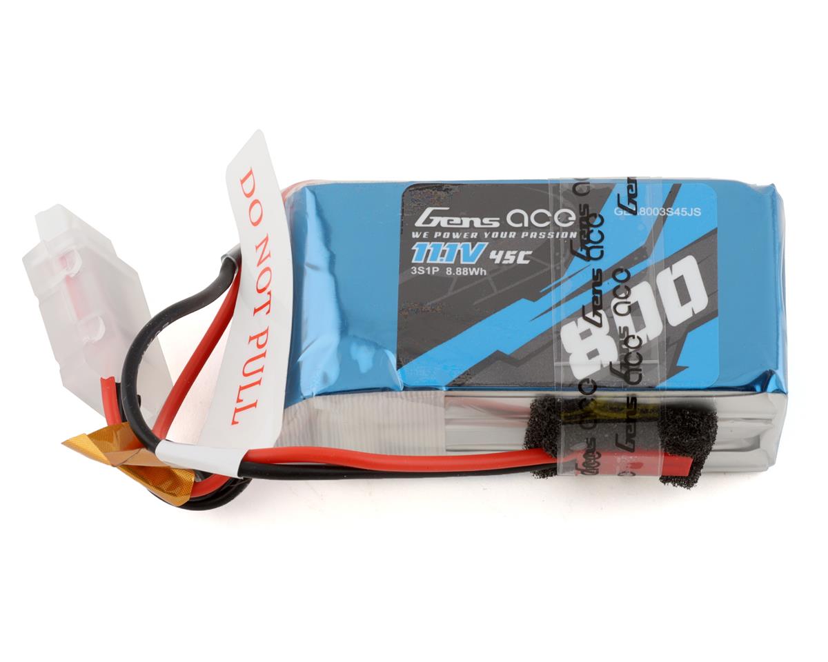 Gens Ace 8003S45JS 3S LiPo Battery 45C (11.1V/800mAh) w/JST Connector