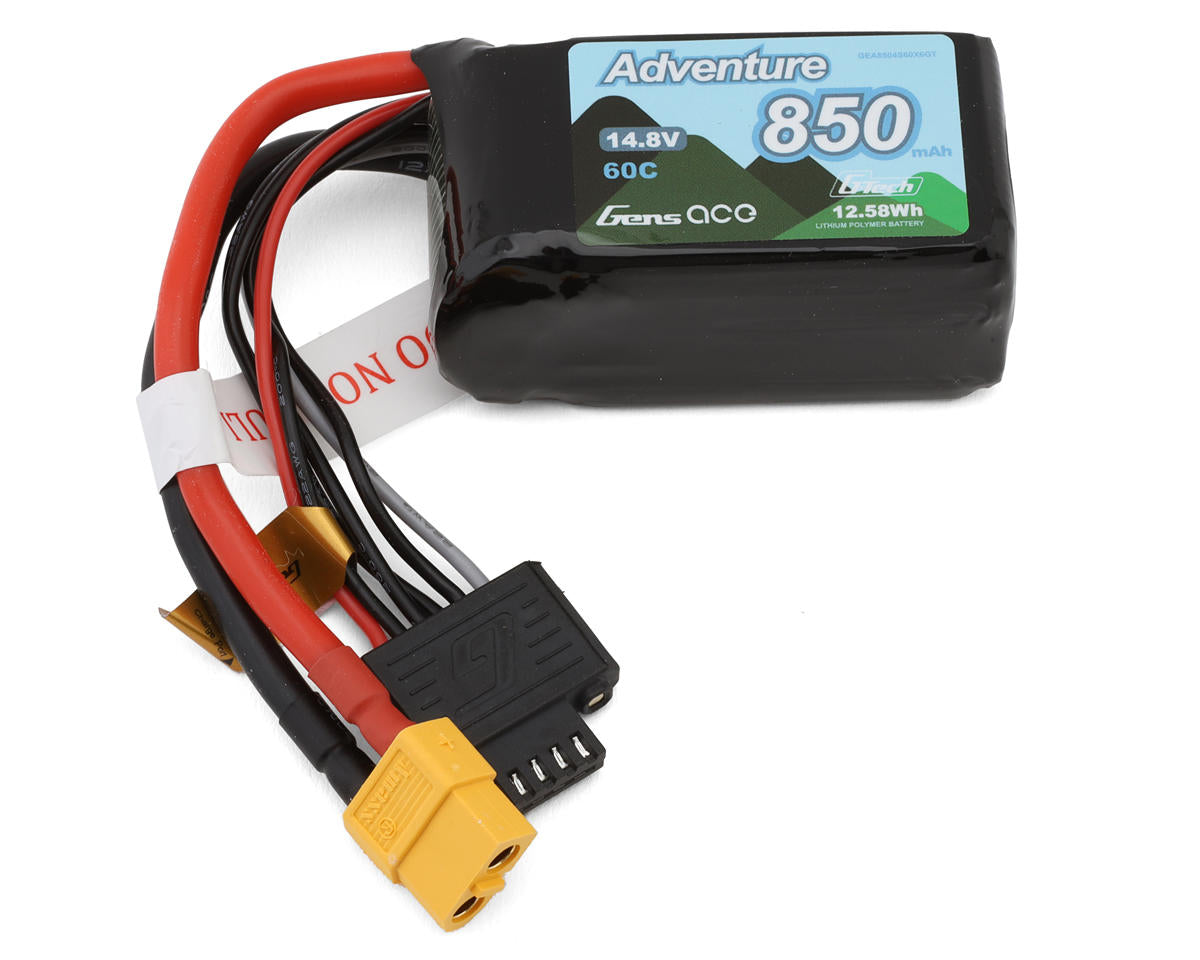 Gens Ace 8504S60X6GT 4S 60C G-Tech Adventure LiPo Battery (14.8V/850mAh) w/XT60 Connector