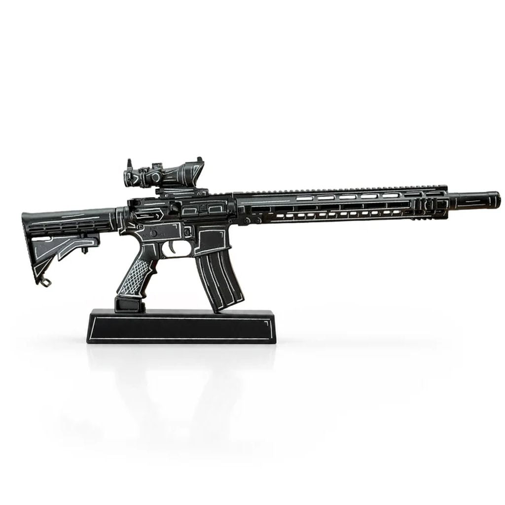 GoatGuns AR-BLACK-CEL AR-15 Black with White Cel Shade Diecast 1:3 Scale Model