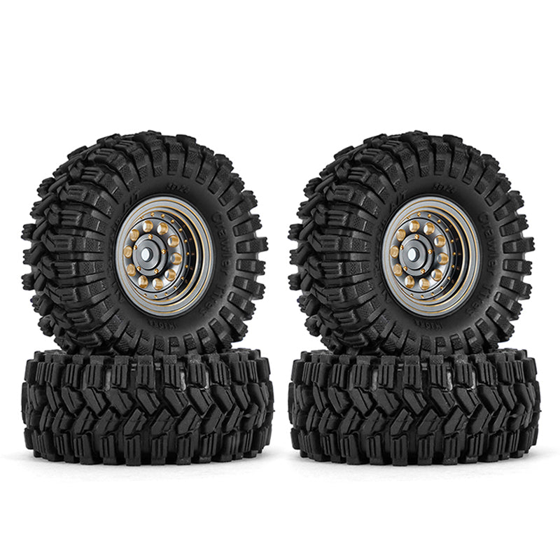 Injora YQW-1008GL-1017 Grey 1.0" 58x24mm -2.65mm Offset Brass Wheel Set for Micro Crawlers