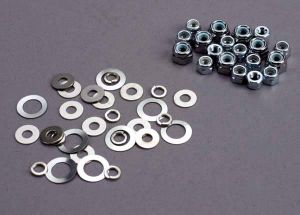 Traxxas 1252 Nut set, lock nuts (3mm (11) & 4mm(7)) & washer set