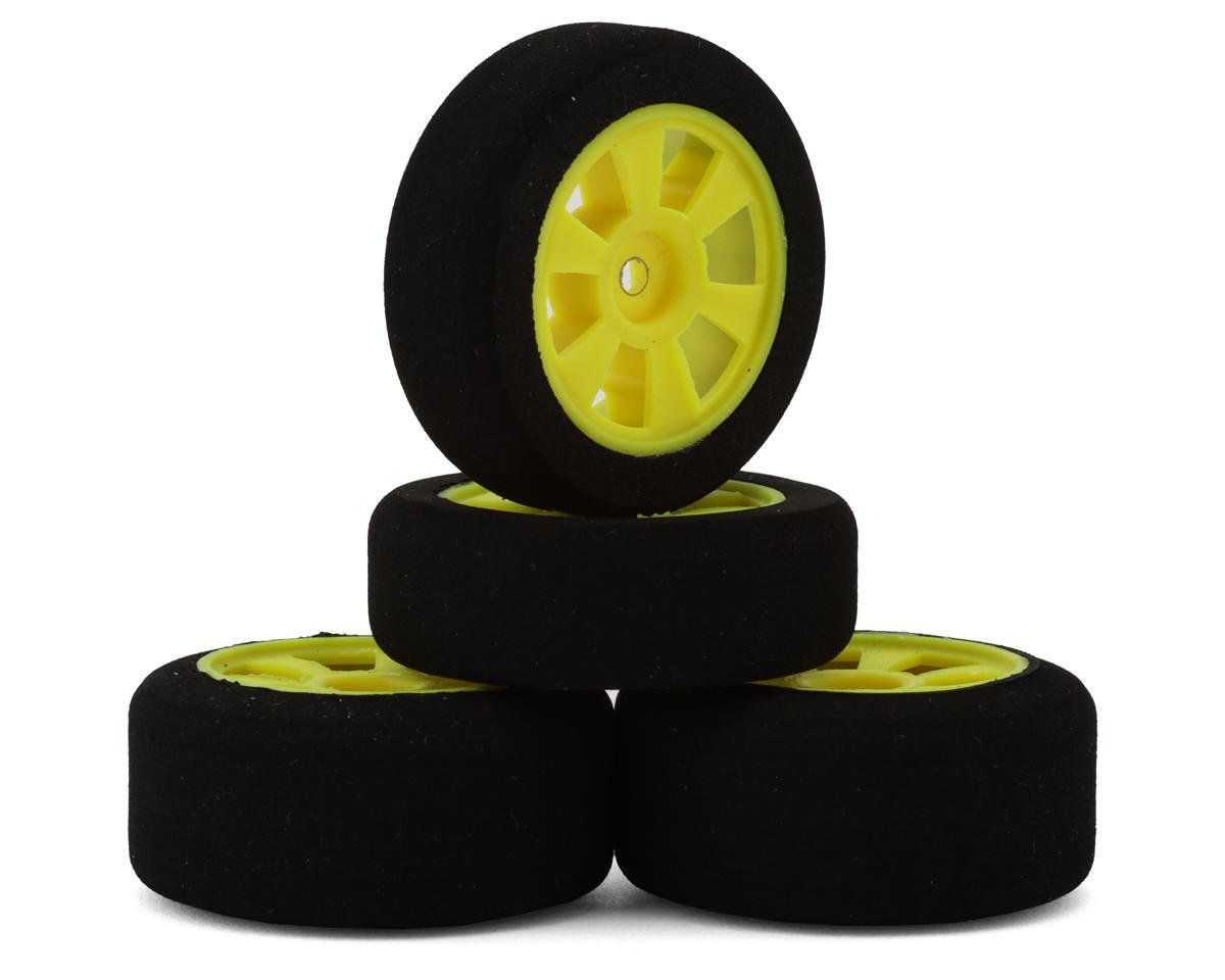 NEXX Racing 555-2-Y Losi® Micro-B Pre-Mounted Foam Tires w/Spoked Wheels yellow